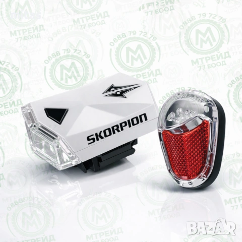 Комплект LED светлини за велосипед Skorpion ALS-011 (предна + задна)