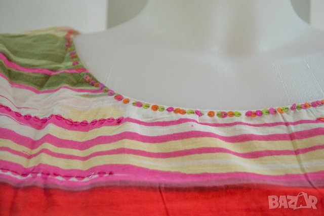 Многоцветна разкроена рокля с коланче Anmol - XL, снимка 3 - Рокли - 42811052