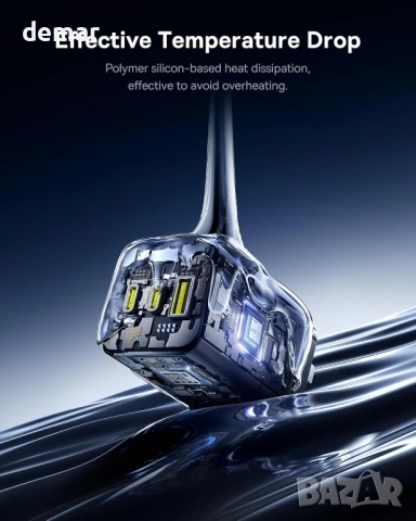 Зарядно Baseus 100W с три порта, 2 USB C, 1 USB A, компактно PPS, снимка 4 - Оригинални зарядни - 52085450