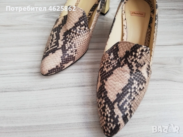 нови официални обувки Bata - змийска имитация, златен ток 40 номер, снимка 4 - Дамски обувки на ток - 52091473