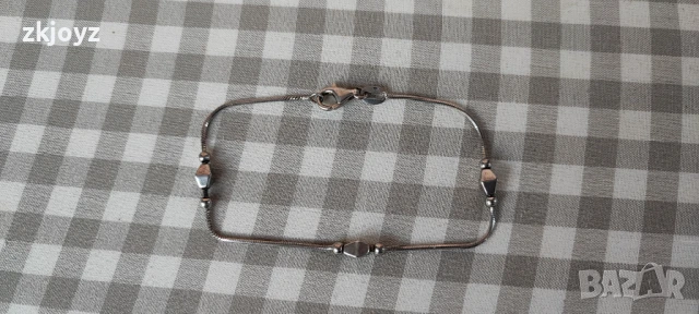 ИТАЛИАНСКА СРЕБЪРНА ГРИВНА с РОМБОВЕ 4.23 ГРАМА/ ПРОБА 925, снимка 4 - Гривни - 51164060