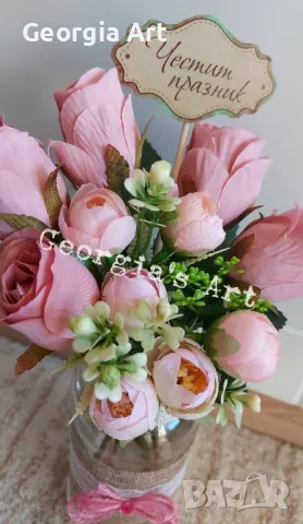 🌹Ръчно декорирана ваза с рози 🥀, снимка 2 - Вази - 48706294