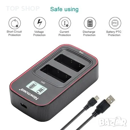 Комплект батерии 2200 mAh и смарт зарядна станция за Olympus от Newmowa BLS-5 , снимка 4 - Батерии, зарядни - 48510925