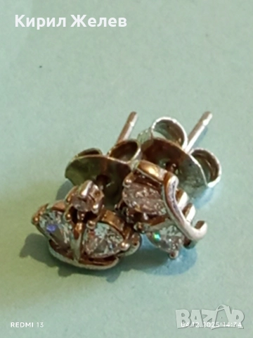 Елегантни сребърни обеци със инкрустирани кристали майстоска ръчна изработка 31152, снимка 6 - Обеци - 52650959