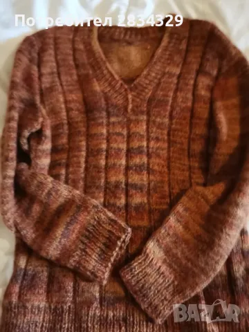 Нов вълнен плетен пуловер меланж, снимка 3 - Пуловери - 48706441