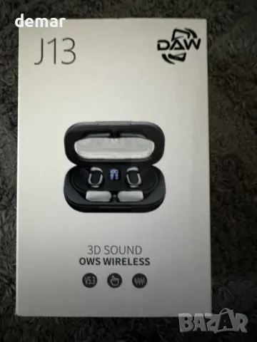 Daw J13 3D Sound Безжични слушалки, Bluetooth V5.3, OWS технология с калъф за зареждане, сребристи, снимка 12 - Безжични слушалки - 49623525