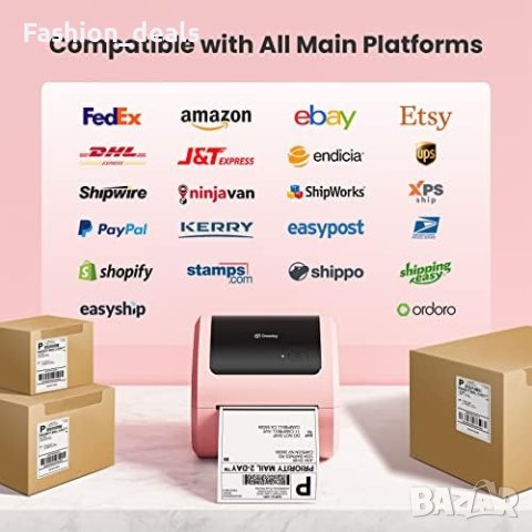 Нов Термален принтер за етикети в розов цвят с Bluetooth, снимка 5 - Друга електроника - 42777428