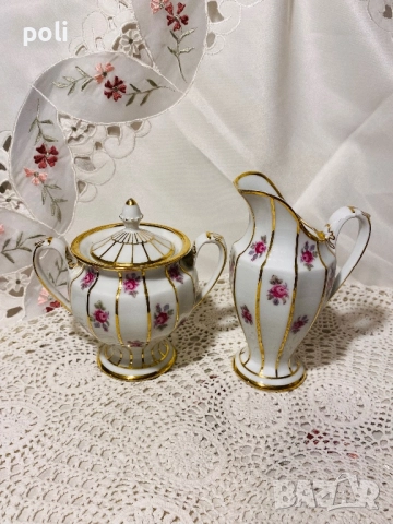 порцеланова захарница каничка за мляко