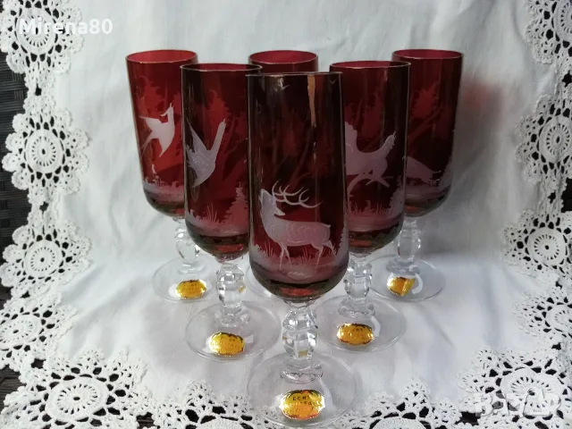 * Egermann * - винтидж кристален сервиз за бяло вино НОВ !