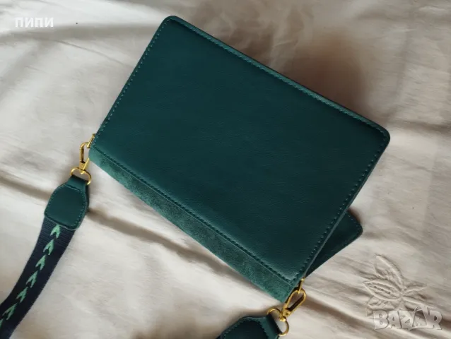 ЕСТЕСТВЕНА КОЖА дамска чанта през рамо, цвят зелен, снимка 3 - Чанти - 48194504