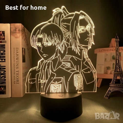 Атака на титаните Hange и Levi 7-цветна USB нощна лампа аниме колекционерска 3D лампа