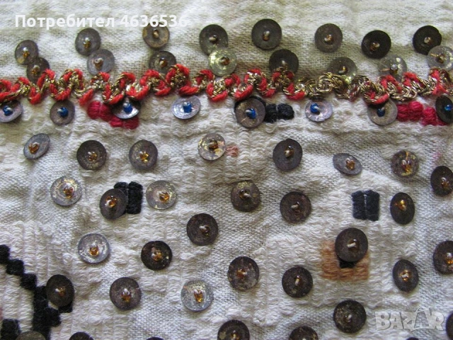 19век кенарена кърпа, мъниста и пайети 140х17см., снимка 8 - Антикварни и старинни предмети - 53322518