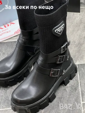 Prada Черни Дамски Боти Тип Чорап Код E254, снимка 4 - Дамски боти - 56364150