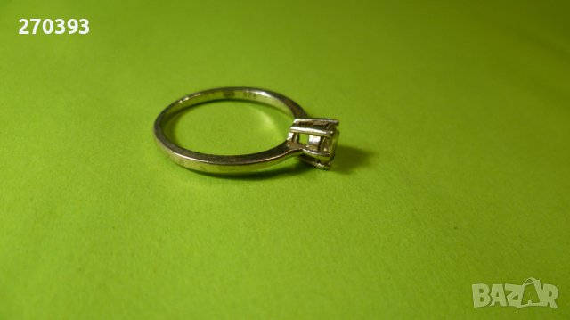 Сребърен пръстен с бял фасетиран кристал - изчистен модел, снимка 2 - Пръстени - 38732548