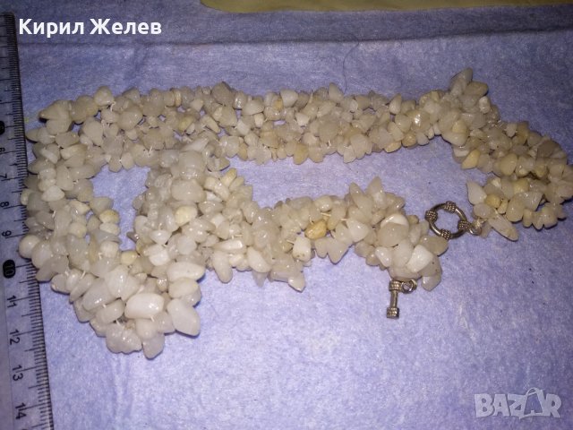 ПРЕКРАСНО КОЛИЕ ОГЪРЛИЦА от НАТУРАЛЕН БЯЛ ОПАЛ КАМЪЧЕТА РЪЧНО НАНИЗАНИ 34675, снимка 14 - Колиета, медальони, синджири - 39190636
