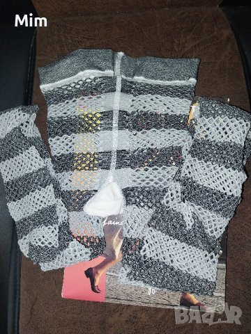 Чорапогащник мрежа / фигури/ в синьо и сиво на райе , снимка 5 - Бельо - 42459687