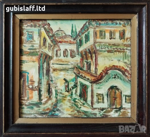 Kартина, "Изглед от Пловдив", худ. М. Михайлов, 1986 г.