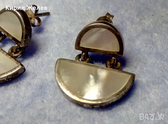 ПРЕЛЕСТНИ ВИНТИДЖ АРТ СЕДЕФЕНИ СРЕБЪРНИ ОБЕЦИ СРЕБРО 925 МАЙСТОРСКА РЪЧНА РАБОТА 49573, снимка 3 - Обеци - 50416498