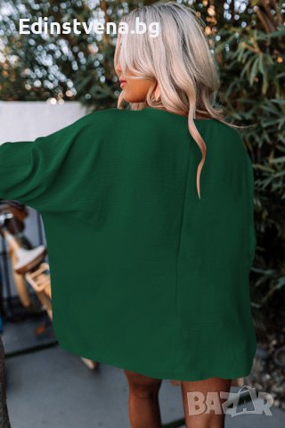 Дамска блуза в зелено с ефектна кройка, снимка 2 - Други - 42766736