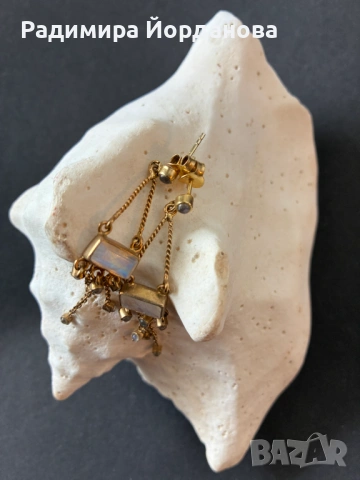 Обеци с лунен камък, снимка 4 - Обеци - 54163176