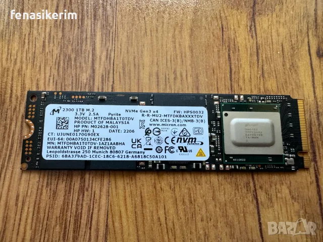 98% Здраве Micron 1000GB 1TB SSD NVMe 2280 Gen 3 x4 PCIe 