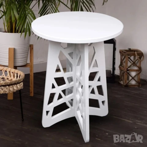 Стилна малка масичка за кафе, Кръгла, Подходяща за тераса или балкон