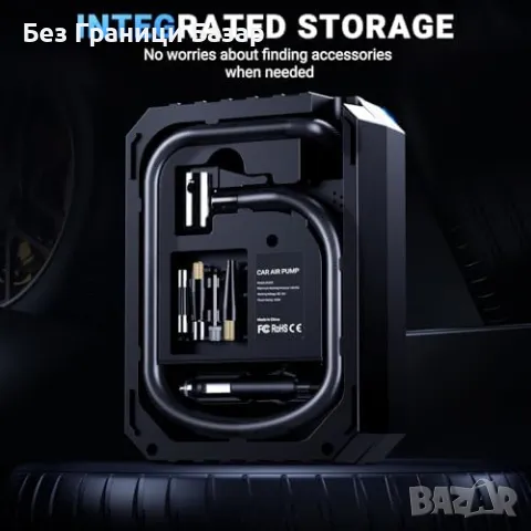 Нов Цифров компресор за гуми – 150 PSI, авто изключване, LED светлина, снимка 7 - Друга електроника - 49537328