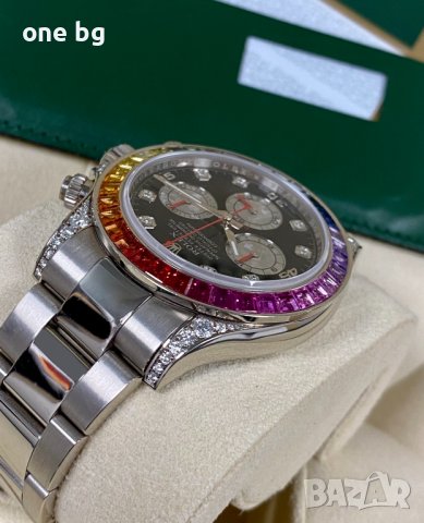 Rolex Daytona White Gold Rainbow , снимка 8 - Луксозни - 42116141