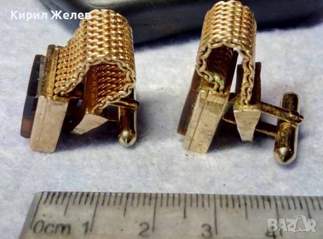 ЛУКСОЗНИ СКЪПОЦЕННИ ПОЗЛАТЕНИ БУТОНЕЛИ КОПЧЕТА За РЪКАВЕЛИ с ШЛИФОВАНО ТИГРОВО ОКО 48620, снимка 3 - Други - 51280111