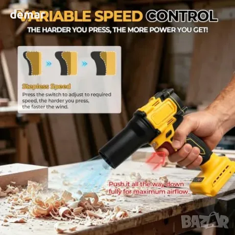 Безчеткова въздуходувка и прахосмукачка 2 в 1 за Dewalt 18/20 V, без батерия, снимка 5 - Други стоки за дома - 56216986