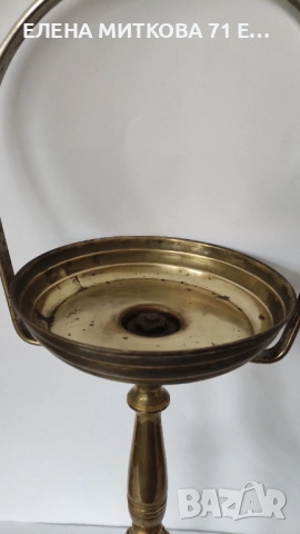 Старинна много масивна преносима месингова поставка за пепелник, снимка 4 - Антикварни и старинни предмети - 52190131