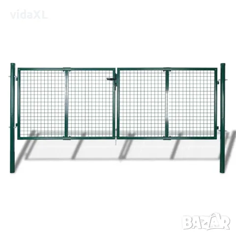 vidaXL Оградна порта, стомана, 300x100 см, зелена（SKU: 42979）