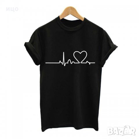 Дамска тениска Електрокардиограма Сърце, снимка 2 - Тениски - 29269479