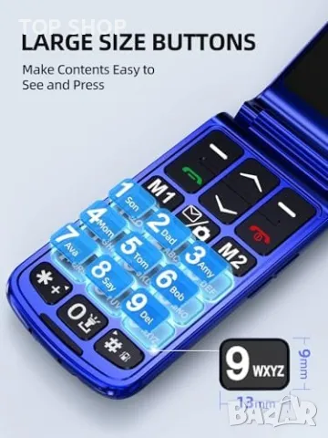 Нов Мобилен телефон с големи бутони за възрастни Отключен SOS бутон, снимка 5 - Телефони с две сим карти - 49249873