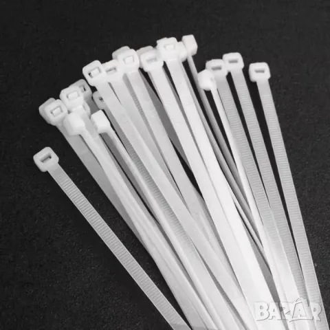 Комплект 100 бели кабелни връзки 2.5 x 150 mm