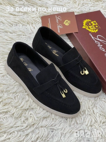 Loro Piana Дамски Велурени Черни Ежедневни Обувки Лоро Пиана Код E1292, снимка 5 - Дамски ежедневни обувки - 54130172