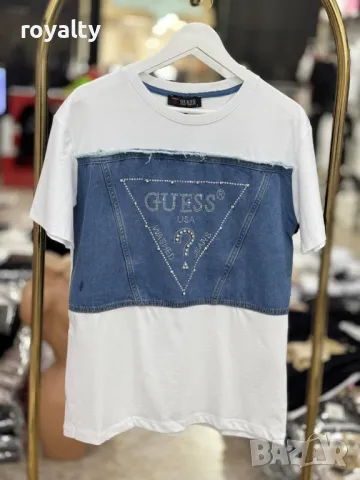 Памучни дамски тениски с деним Два цвята 