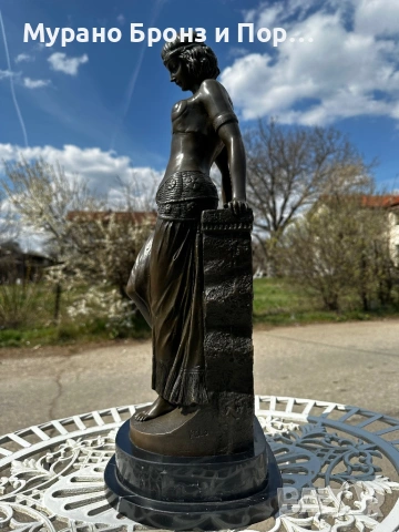 Масивен бронз (15 кг) – „Египетска танцьорка“ Арт Деко, подпис Milo, 58 см, снимка 5 - Антикварни и старинни предмети - 53984069