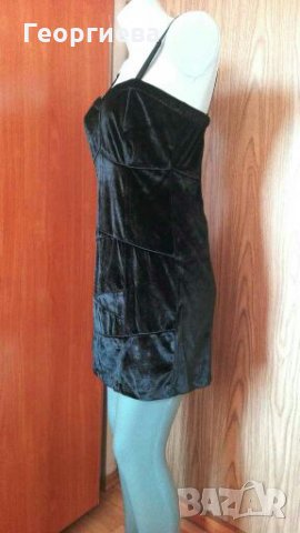 Еластична черна рокля от плюш👗🍀M/L,L👗🍀арт.040, снимка 2 - Рокли - 29765727