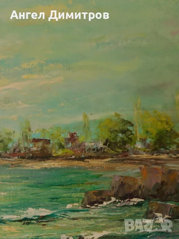 Маслена картина подписана картина , с дървената рамка , 45-35 см , кориф, снимка 6 - Картини - 50537971