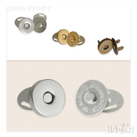 Магнитни копчета - Скрити - Метал - 14мм, 18мм - 2бр, снимка 3 - Други - 42231732