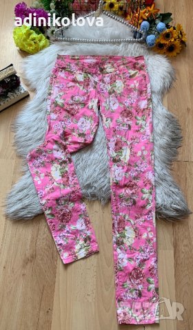 Розов панталон с цветя, снимка 1 - Панталони - 42258955