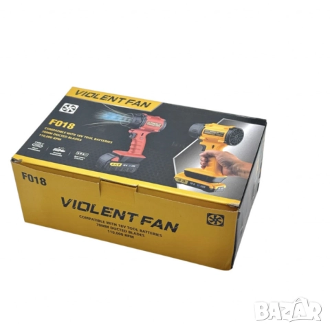 Мощен акумулаторен вентилатор Violent Fan F018 – 110,000 RPM сила за охлаждане и продухване, снимка 2 - Друга електроника - 51854893