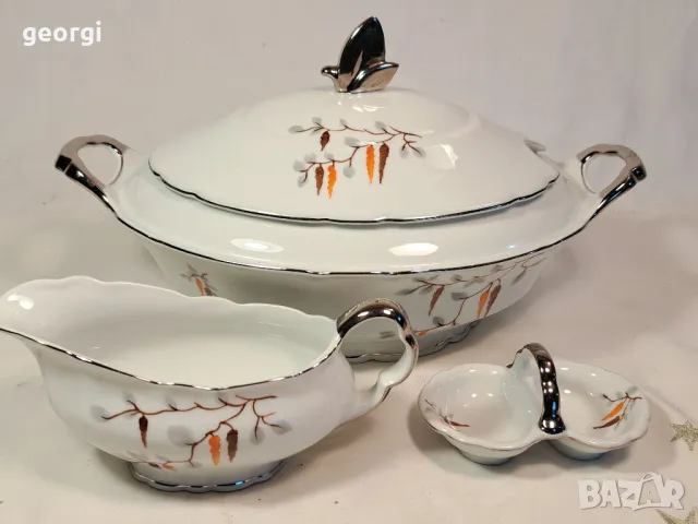 Карловски порцеланов супник солница и сосиера Victoria Czechoslovakia     7/1