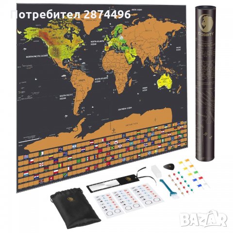 2033 Скреч карта на света + знамената на държавите, снимка 9 - Други стоки за дома - 30917463