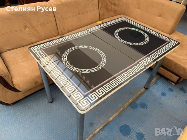 041165  версаче стъклена трапезна  маса  130/80см   -цена 150 лв или 76.69  евро  смр  - стъклен пло, снимка 7 - Маси - 52293755