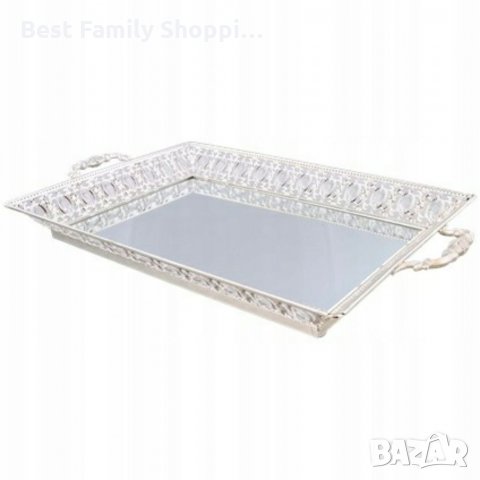 Сребриста , огледална ,правоъгълна ажурна табла, снимка 2 - Прибори за хранене, готвене и сервиране - 35307982