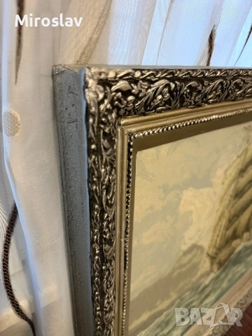 Гоблен 90 на 70см. Ръчно шит - дървена рамка, снимка 4 - Гоблени - 54335178