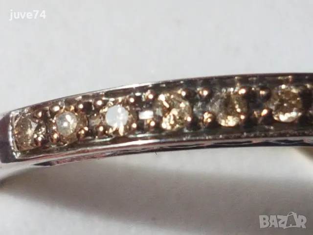 СРЕБЪРЕН ПРЪСТЕН С ДИАМАНТИ ЦВЯТ ШАПАНСКО (АФРИКА), снимка 4 - Пръстени - 49916559