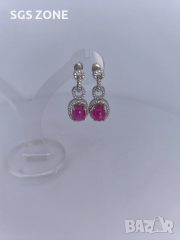 СРЕБЪРНИ ОБЕЦИ С НАТУРАЛЕН РУБИН JOHNSON ОТ ТАЙЛАНД, снимка 7 - Обеци - 52316057